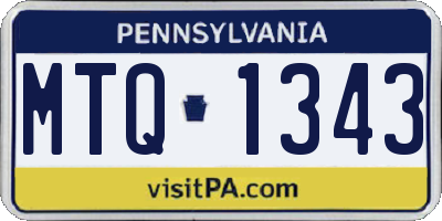 PA license plate MTQ1343