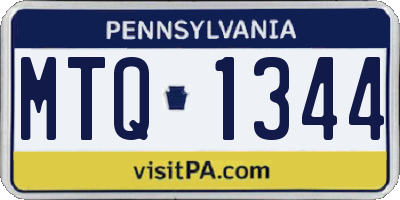 PA license plate MTQ1344