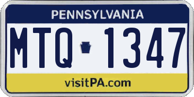 PA license plate MTQ1347