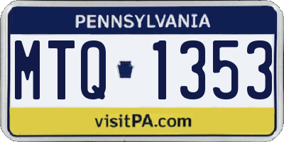 PA license plate MTQ1353