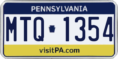 PA license plate MTQ1354