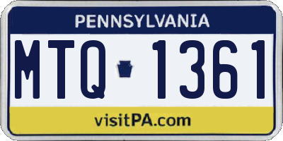 PA license plate MTQ1361