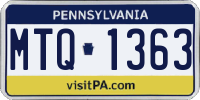 PA license plate MTQ1363