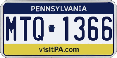 PA license plate MTQ1366