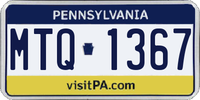 PA license plate MTQ1367
