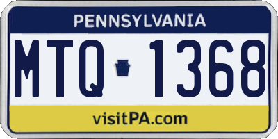 PA license plate MTQ1368