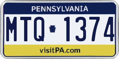 PA license plate MTQ1374