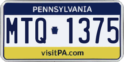 PA license plate MTQ1375