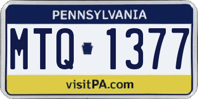 PA license plate MTQ1377