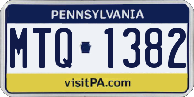PA license plate MTQ1382