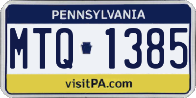 PA license plate MTQ1385