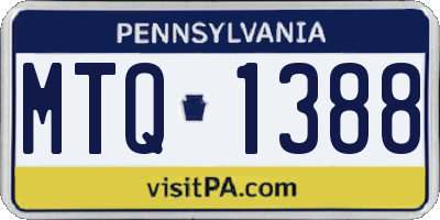 PA license plate MTQ1388