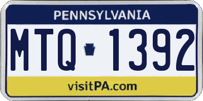 PA license plate MTQ1392