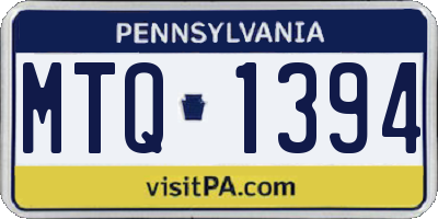 PA license plate MTQ1394