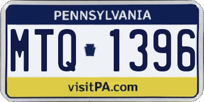 PA license plate MTQ1396