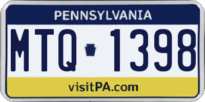 PA license plate MTQ1398