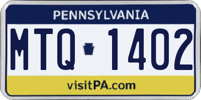 PA license plate MTQ1402