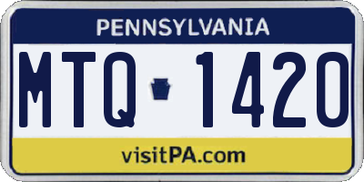 PA license plate MTQ1420