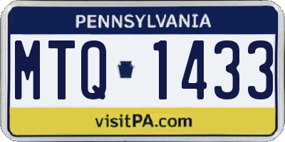 PA license plate MTQ1433