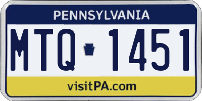 PA license plate MTQ1451