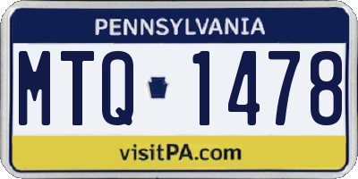 PA license plate MTQ1478