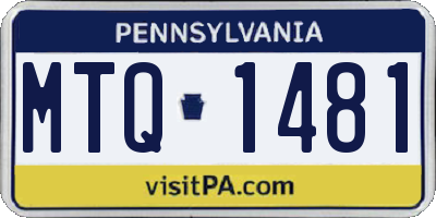 PA license plate MTQ1481