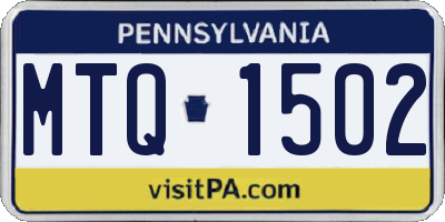 PA license plate MTQ1502