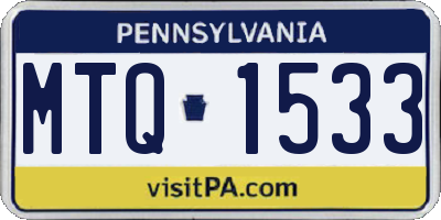 PA license plate MTQ1533