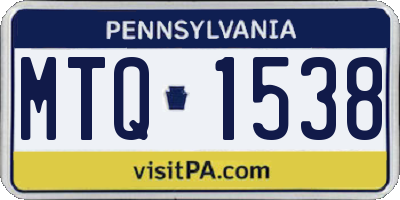 PA license plate MTQ1538
