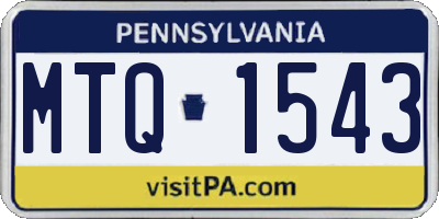 PA license plate MTQ1543