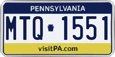 PA license plate MTQ1551