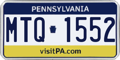 PA license plate MTQ1552