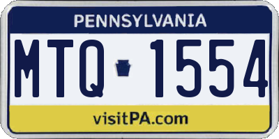 PA license plate MTQ1554