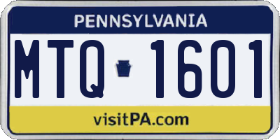 PA license plate MTQ1601