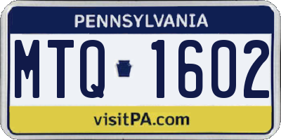 PA license plate MTQ1602
