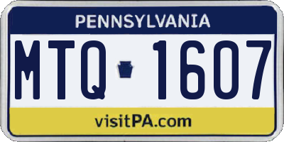 PA license plate MTQ1607