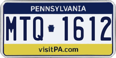PA license plate MTQ1612