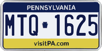 PA license plate MTQ1625