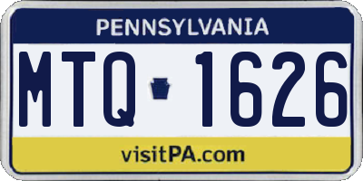 PA license plate MTQ1626