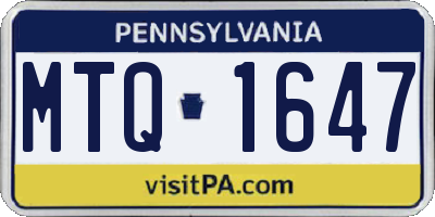 PA license plate MTQ1647