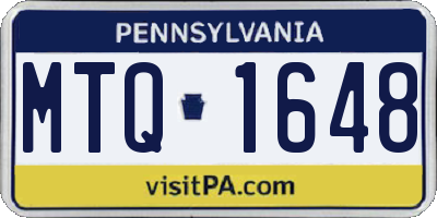 PA license plate MTQ1648