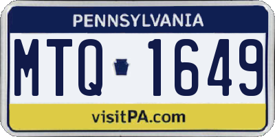 PA license plate MTQ1649