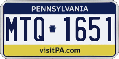 PA license plate MTQ1651
