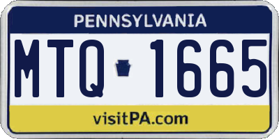 PA license plate MTQ1665