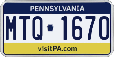 PA license plate MTQ1670