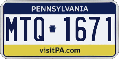 PA license plate MTQ1671