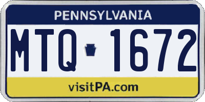 PA license plate MTQ1672