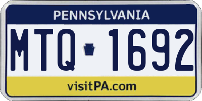PA license plate MTQ1692