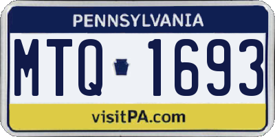 PA license plate MTQ1693