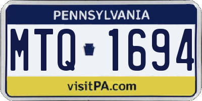 PA license plate MTQ1694